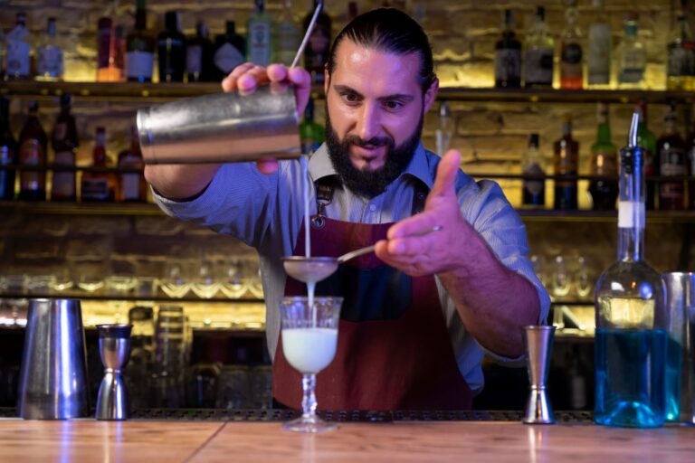 Bartender preparing cocktails at the bar