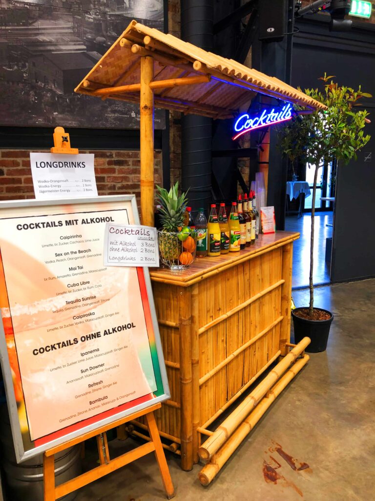 Mobile cocktail bar at a trade fair or large event