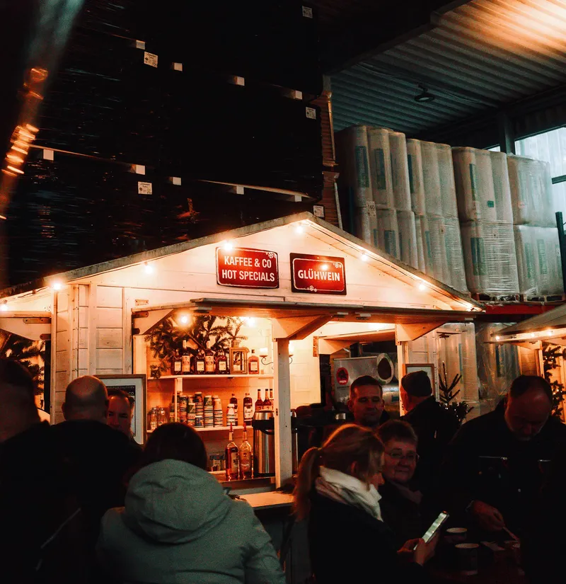 Mobiler Weihnachtsmarkt bei einer Firmenfeier